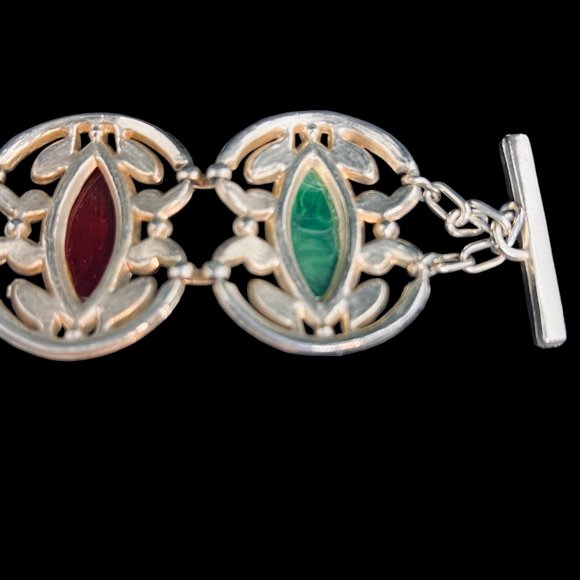 Chunky Gold Tone, Orange And Green Bracelet (4799) - Picture 8 of 10